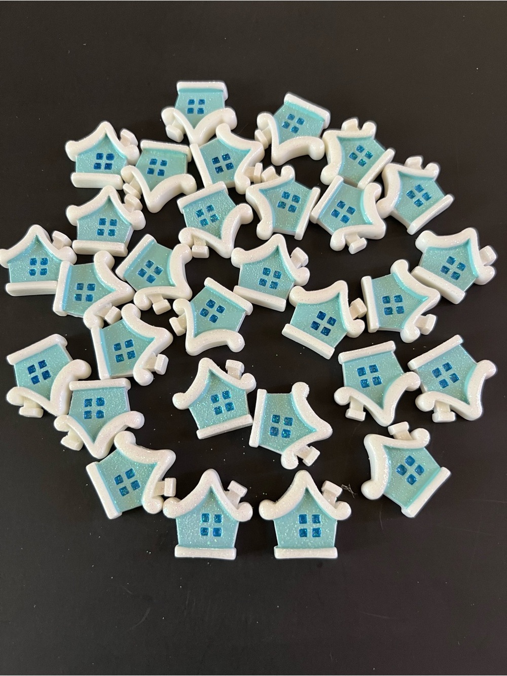 10 pcs House Glitter White Blue Christmas Fake Bake Charms Slime Cabochon Resin